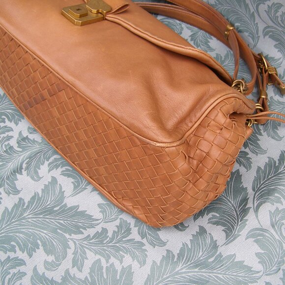 Bottega Veneta Intrecciato Cognac Leather Shoulder Bag - Picture 10 of 16